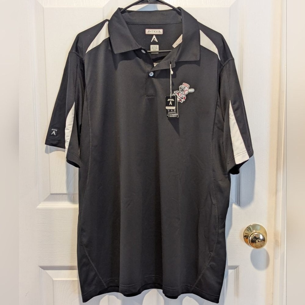 Cincinnati Reds‎ Antigua Size Large Black Polo Official MLB Shirt NWT Athleisure